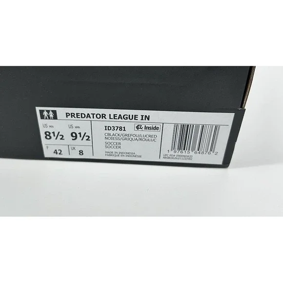 Adidas Predator League IN ID3781 Indoor Soccer Shoes Black Men's Size 8.5 NIB